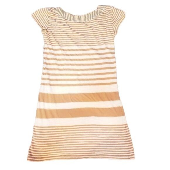 Anthropologie Maeve haven dress in tan and cream striped tee shirt dress size xs - Picture 3 of 7